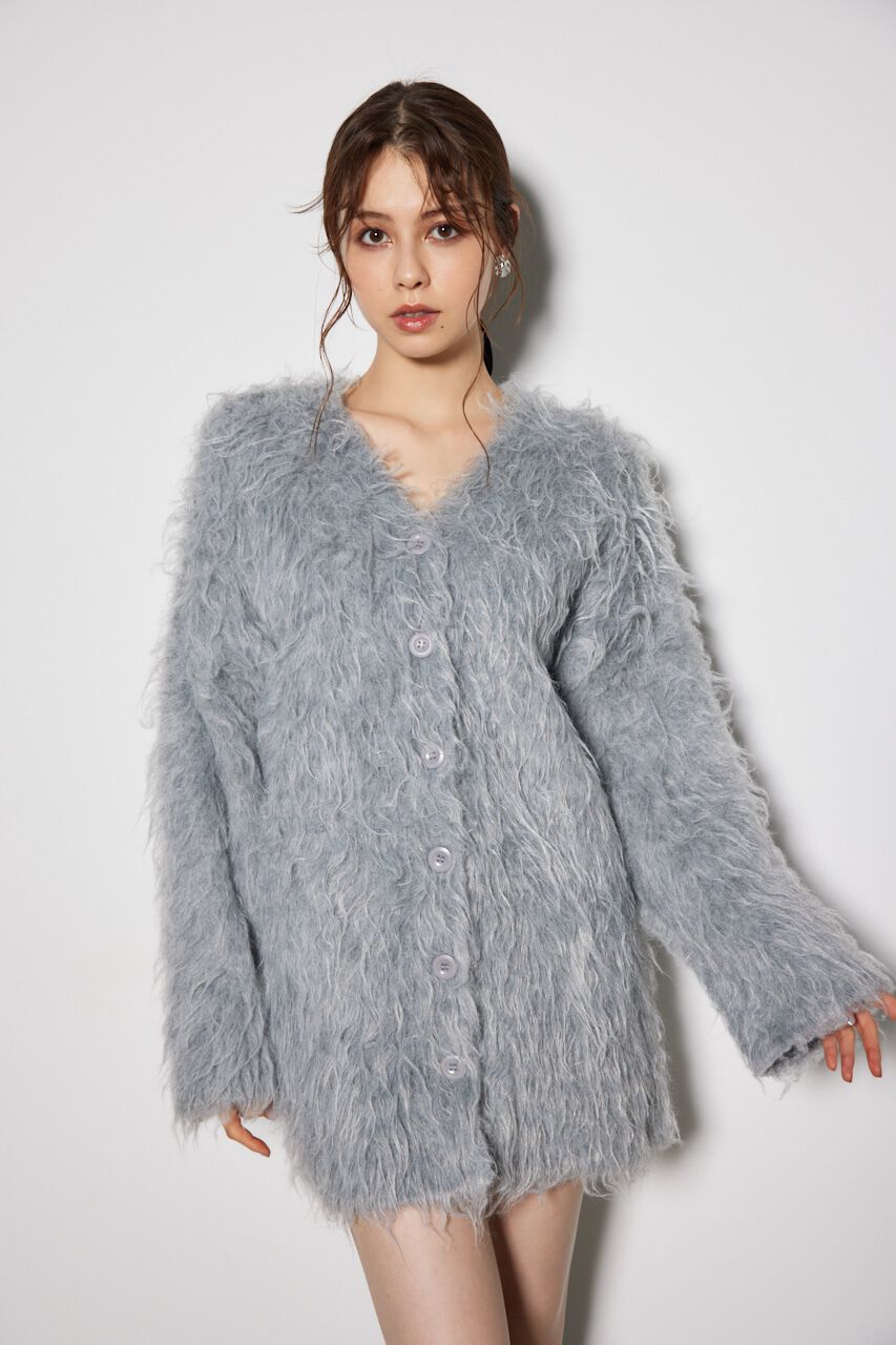 rienda「2WAYロングシャギールーズニットカーデ」|カーディガン|