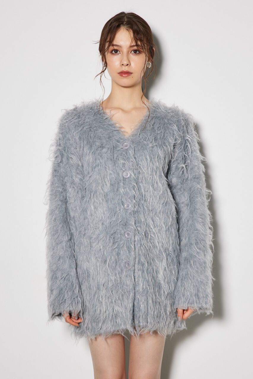 rienda「2WAYロングシャギールーズニットカーデ」|カーディガン|