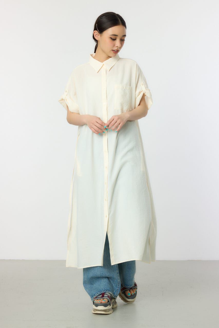 RODEO CROWNS「エアリータッチシャツワンピース」|ワンピース|O/WHT1