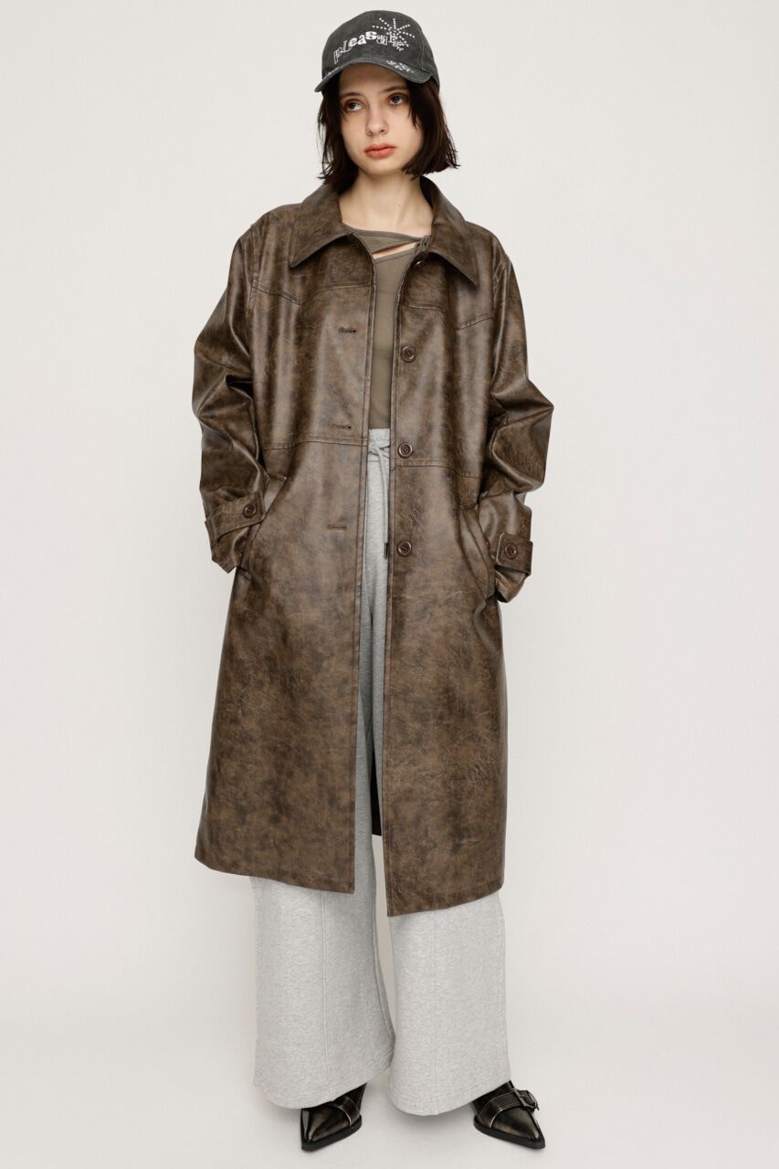 SLY「LONG F／LEATHER ジャケット」|その他|BRN