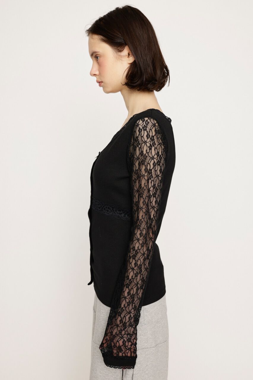 SLY「LACE RIB COMBI ブラウス」|Tシャツ・カットソー|