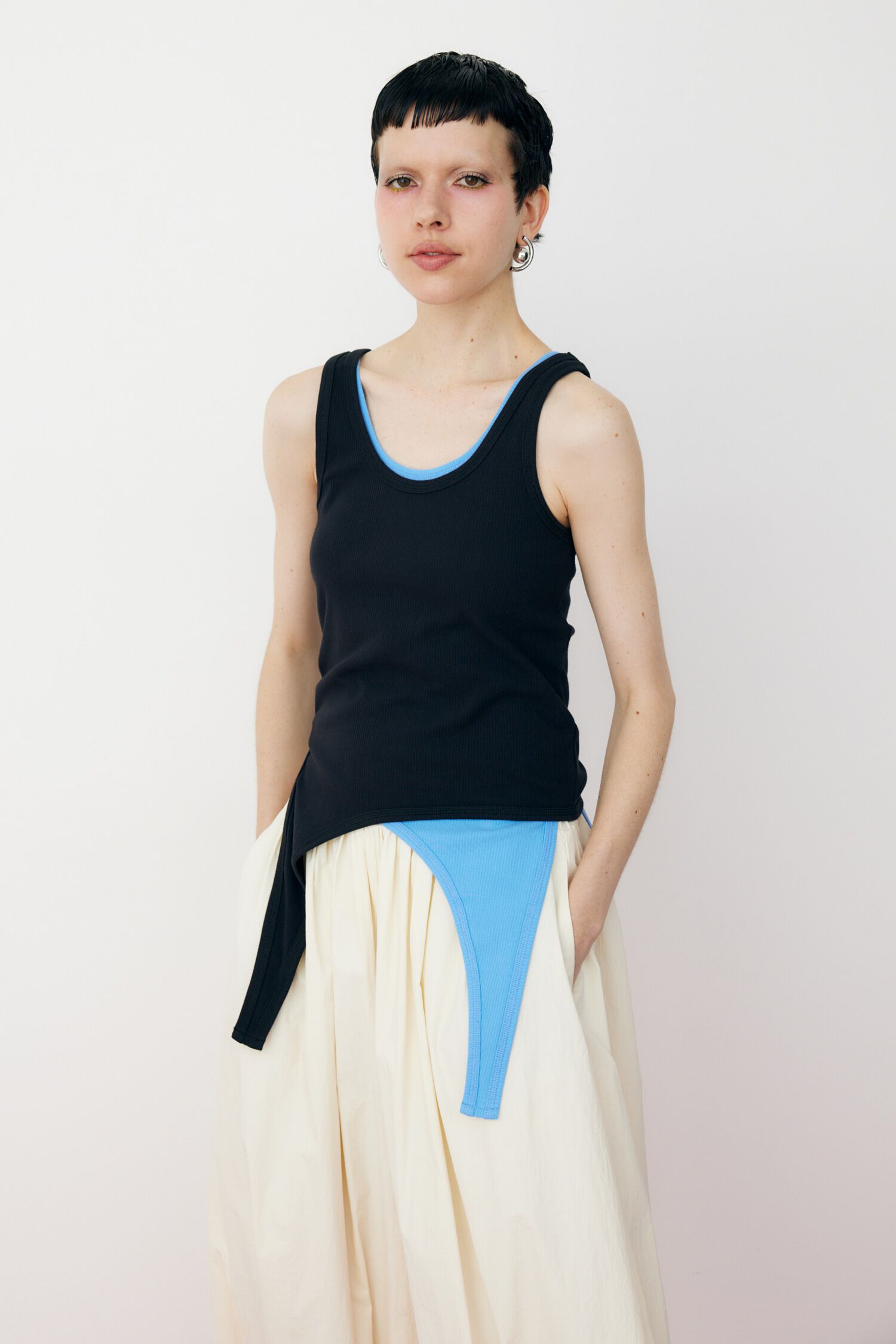 HeRIN.CYE「Sheer asymmetry tank」|タンクトップ|