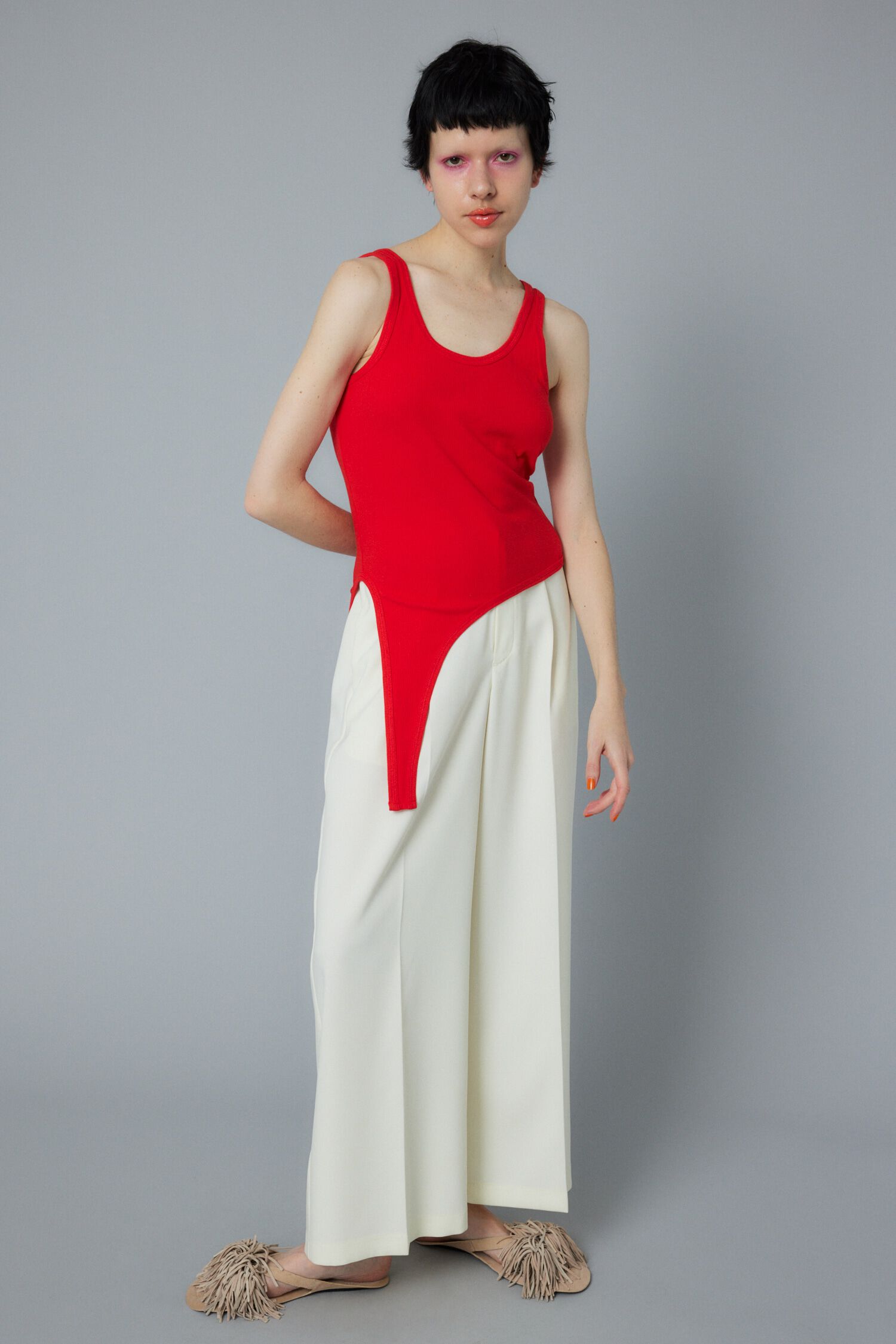 HeRIN.CYE「Sheer asymmetry tank」|タンクトップ|