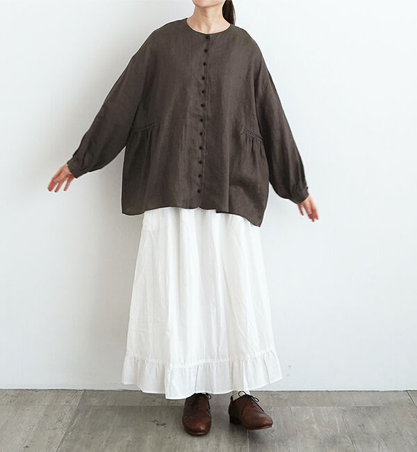 オオカミとフクロウ「オオカミとこもれびのホワイトリリー」|シャツ・ブラウス|ダークブラウン