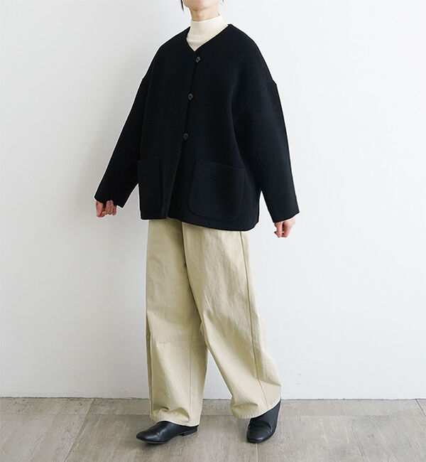 ✨定番継続品✨オオカミとフクロウ オオカミとシロクマのヴィーカ ノーカーコート オオカミとシロクマのヴィーカ“ロングメルトン”（ノーカラーコート