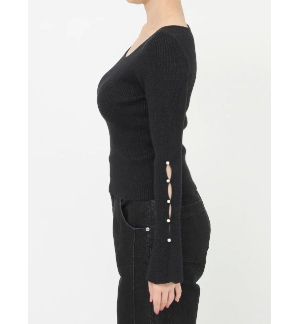 RESEXXY「スリーブデザインシャイニーニットトップス」|ニット・セーター|