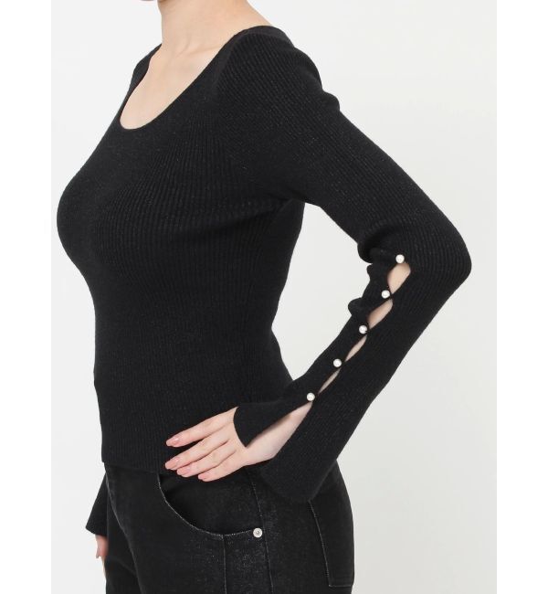 RESEXXY「スリーブデザインシャイニーニットトップス」|ニット・セーター|