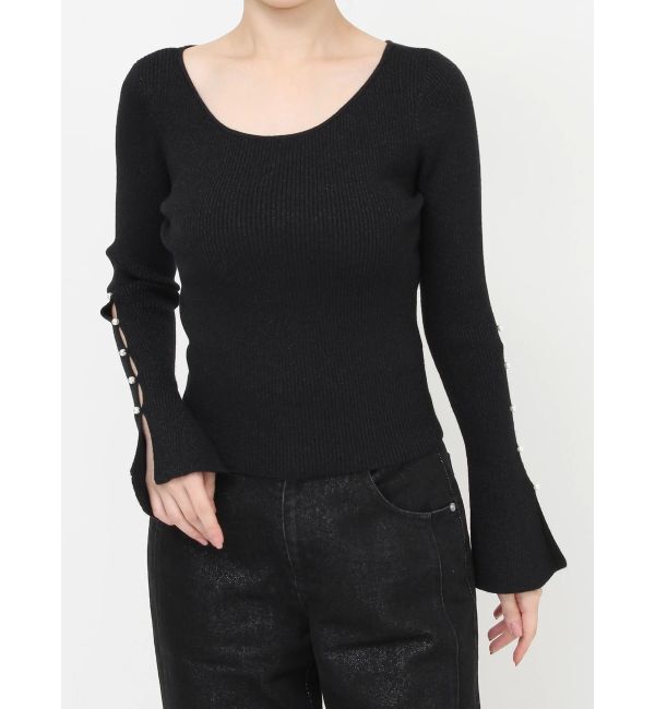 RESEXXY「スリーブデザインシャイニーニットトップス」|ニット・セーター|