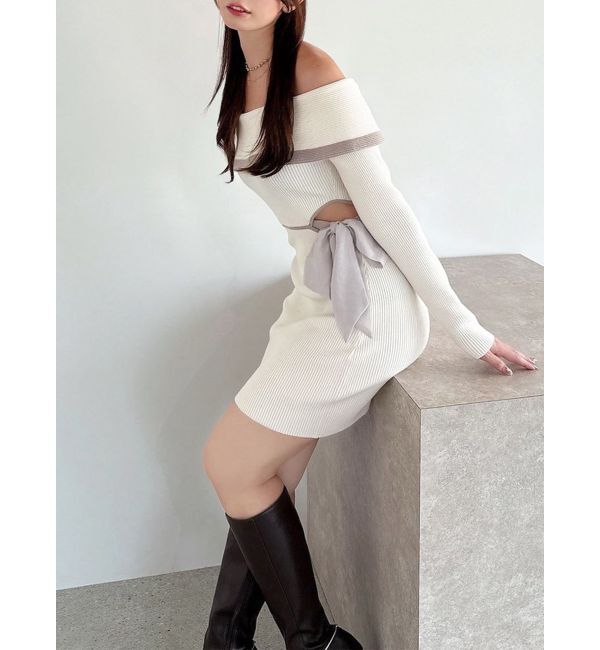 RESEXXY「リボンミニニットワンピース」|ワンピース|アイボリー