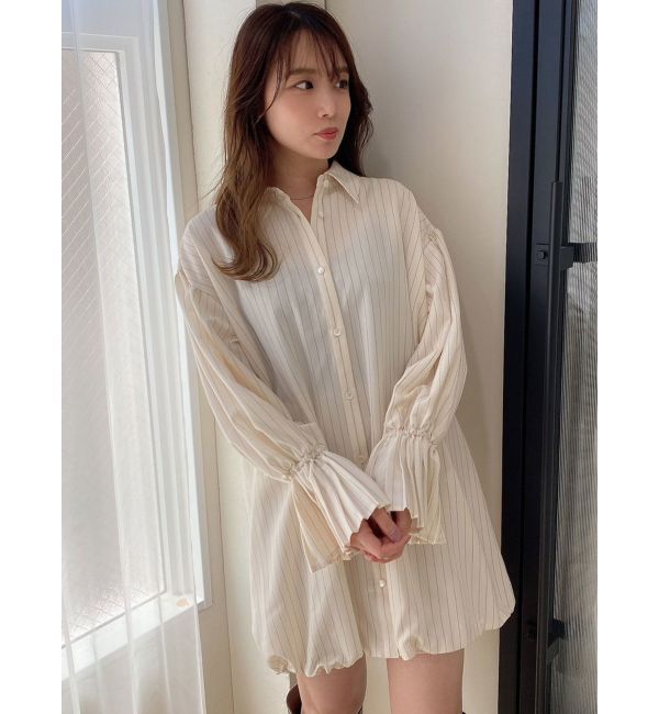 dazzlin「プリーツカフスバルーンシャツワンピース」|ワンピース|