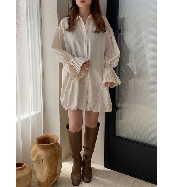 dazzlin「プリーツカフスバルーンシャツワンピース」|ワンピース|