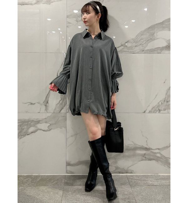 dazzlin「プリーツカフスバルーンシャツワンピース」|ワンピース|