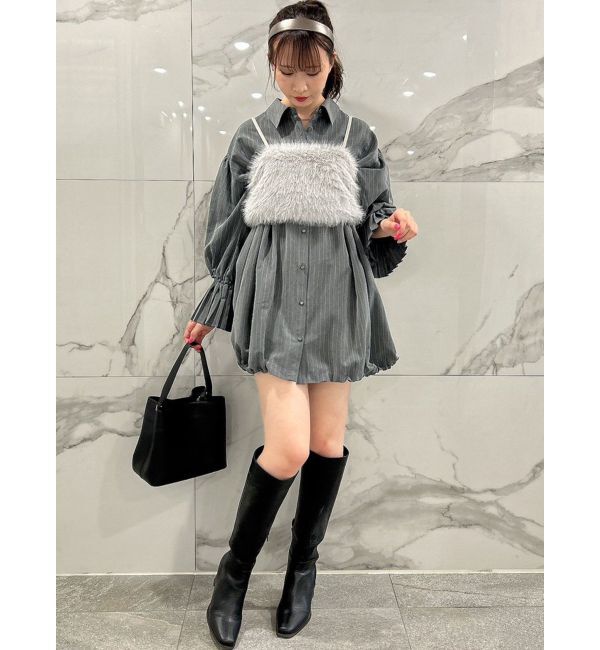 dazzlin「プリーツカフスバルーンシャツワンピース」|ワンピース|