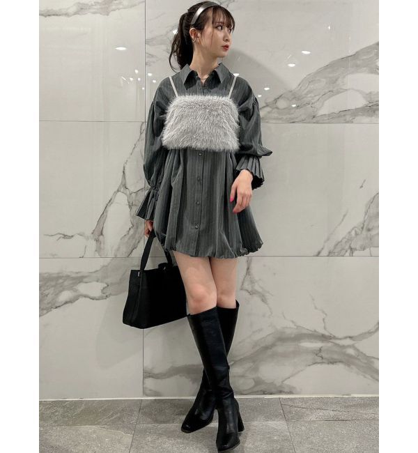 dazzlin「プリーツカフスバルーンシャツワンピース」|ワンピース|