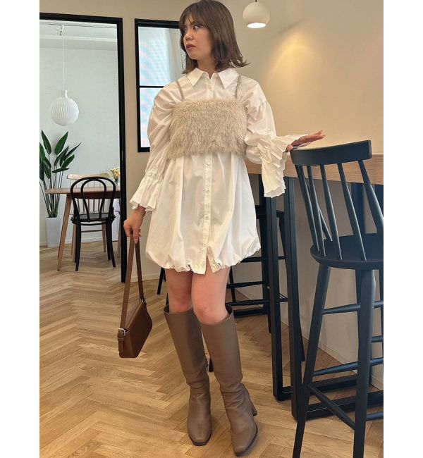 dazzlin「プリーツカフスバルーンシャツワンピース」|ワンピース|