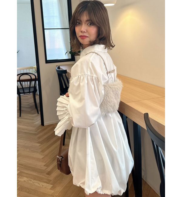 dazzlin「プリーツカフスバルーンシャツワンピース」|ワンピース|
