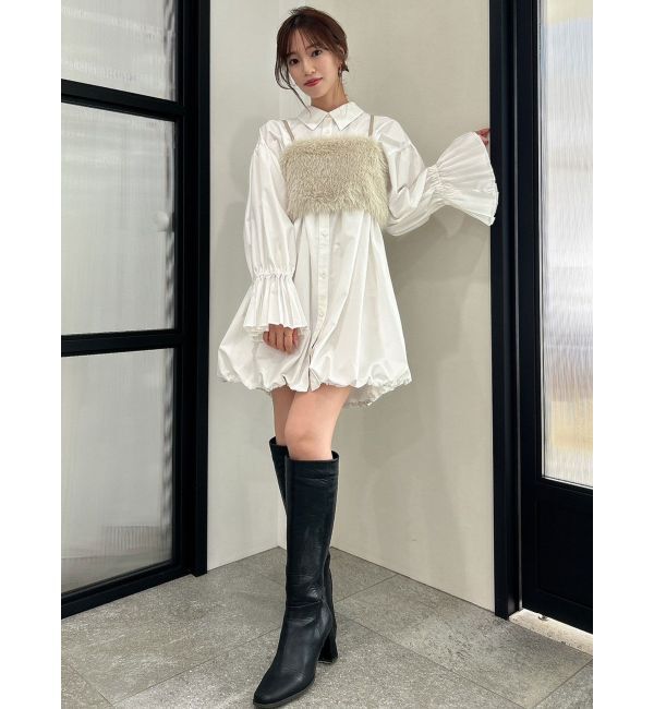 dazzlin「プリーツカフスバルーンシャツワンピース」|ワンピース|