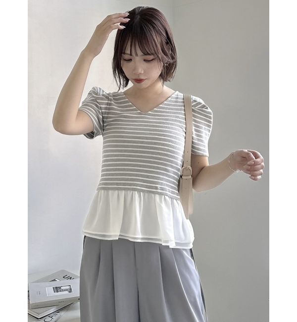 dazzlin「レイヤードペプラムトップス」|Tシャツ・カットソー|