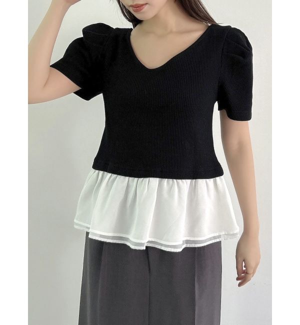 dazzlin「レイヤードペプラムトップス」|Tシャツ・カットソー|