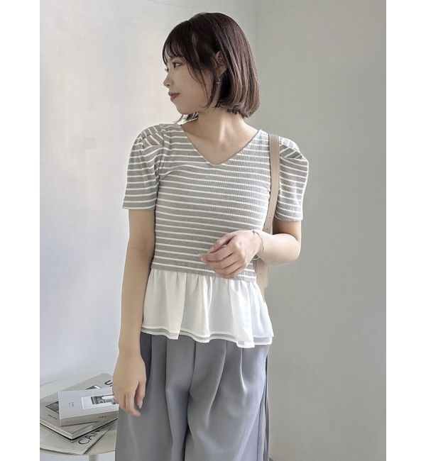 dazzlin「レイヤードペプラムトップス」|Tシャツ・カットソー|グレー