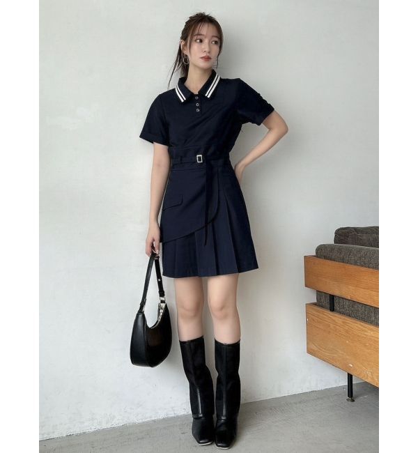 dazzlin「ポロライクプリーツミニワンピース」|ワンピース|