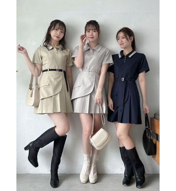 dazzlin「ポロライクプリーツミニワンピース」|ワンピース|