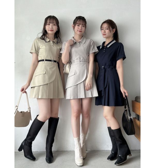 dazzlin「ポロライクプリーツミニワンピース」|ワンピース|