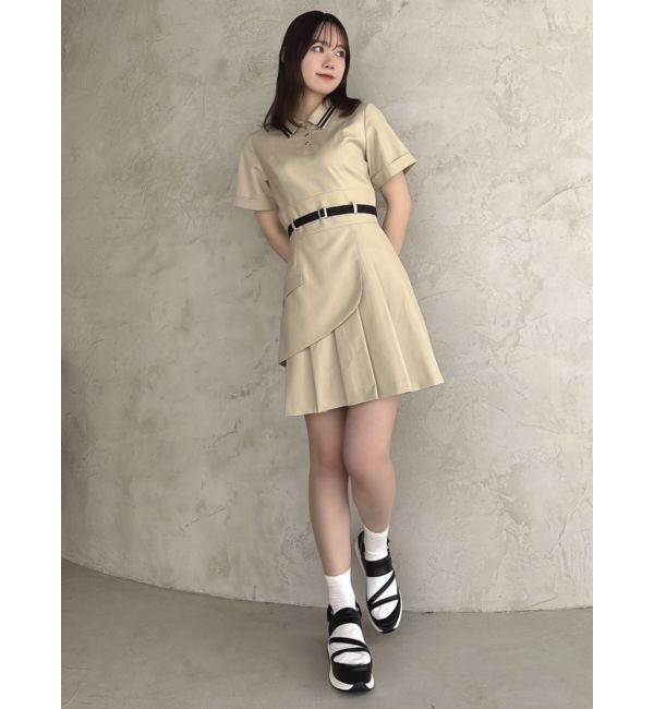 dazzlin「ポロライクプリーツミニワンピース」|ワンピース|