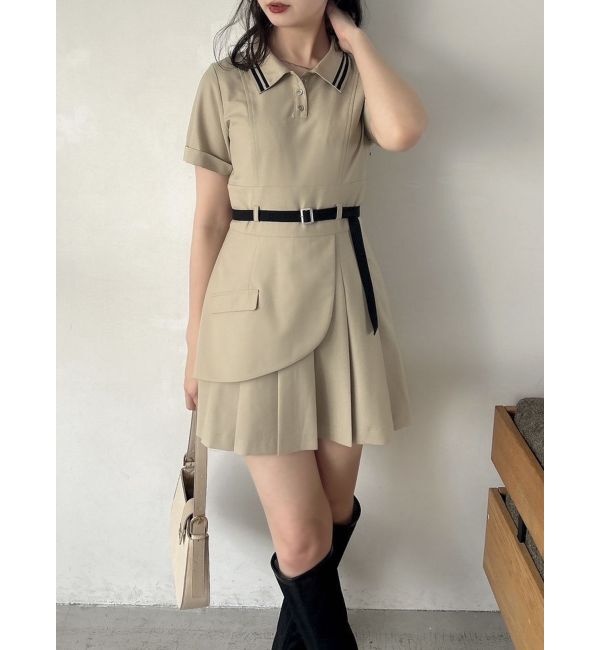 dazzlin「ポロライクプリーツミニワンピース」|ワンピース|