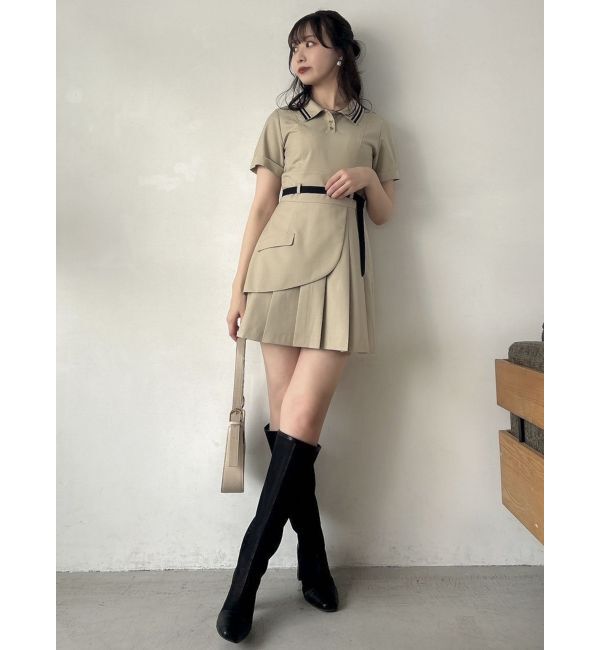 dazzlin「ポロライクプリーツミニワンピース」|ワンピース|