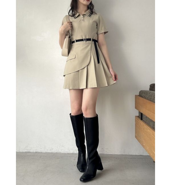 dazzlin「ポロライクプリーツミニワンピース」|ワンピース|