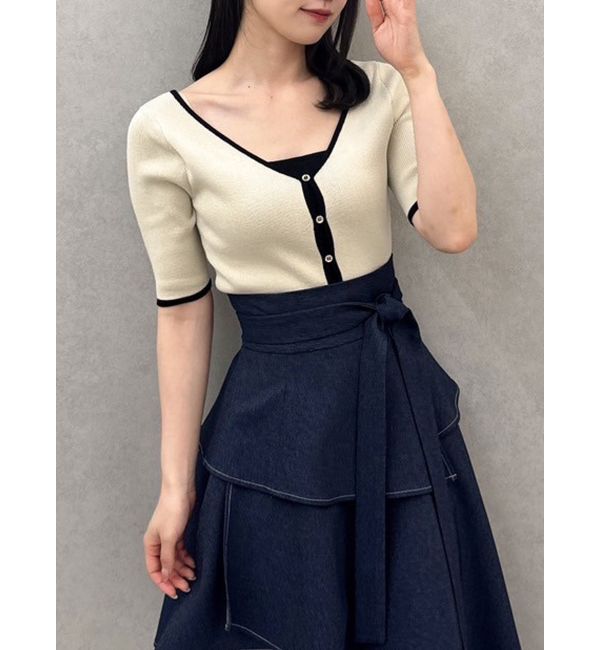 dazzlin「カーデタイトレイヤードトップス」|ニット・セーター|オフホワイト