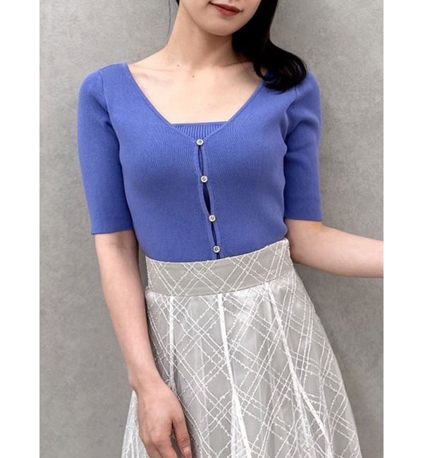 dazzlin「カーデタイトレイヤードトップス」|ニット・セーター|ブルー