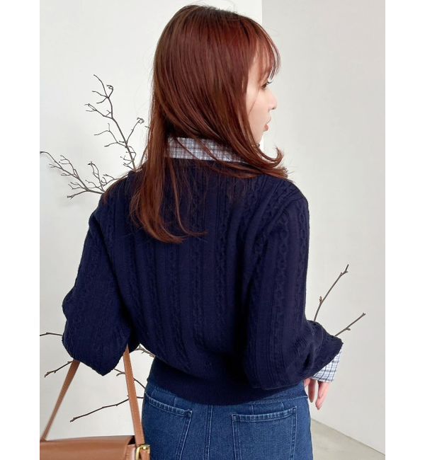 dazzlin「ダブルカラーケーブルレイヤードニット」|ニット・セーター|