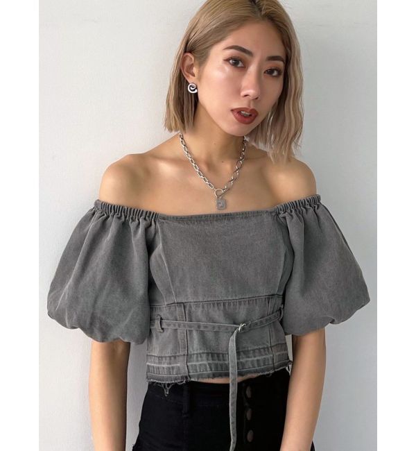 EMODA「デニムオフショルダートップ」|Tシャツ・カットソー|グレー