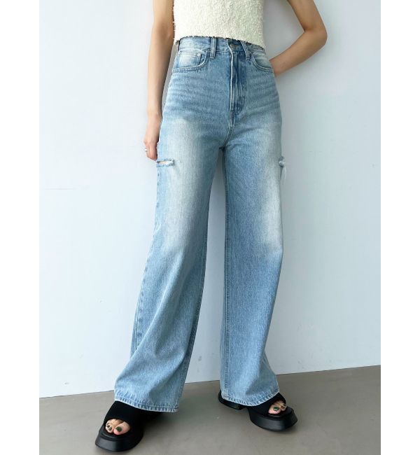 EMODA「サイドカットワイドルーズジーンズ」|デニム|