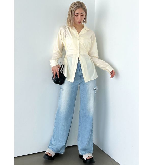 EMODA「サイドカットワイドルーズジーンズ」|デニム|