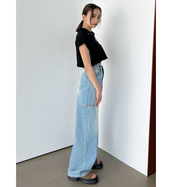 EMODA「サイドカットワイドルーズジーンズ」|デニム|