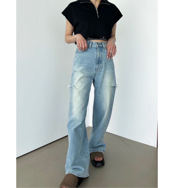 EMODA「サイドカットワイドルーズジーンズ」|デニム|