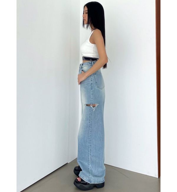 EMODA「サイドカットワイドルーズジーンズ」|デニム|