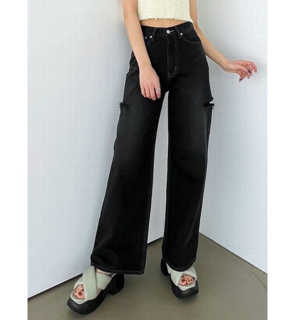 EMODA「サイドカットワイドルーズジーンズ」|デニム|