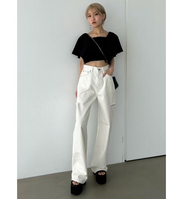 EMODA「サイドカットワイドルーズジーンズ」|デニム|