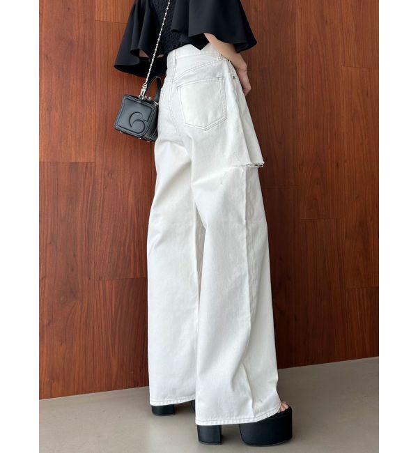 EMODA「サイドカットワイドルーズジーンズ」|デニム|