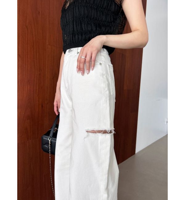 EMODA「サイドカットワイドルーズジーンズ」|デニム|