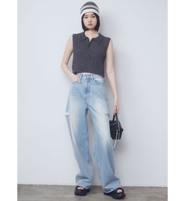 EMODA「サイドカットワイドルーズジーンズ」|デニム|