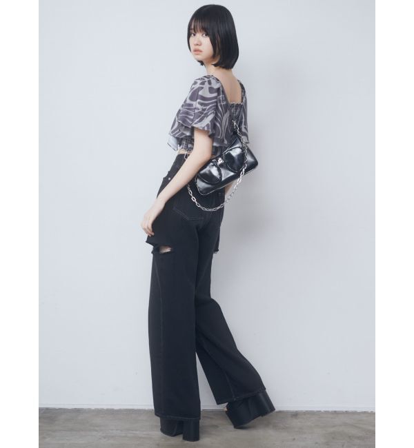 EMODA「サイドカットワイドルーズジーンズ」|デニム|