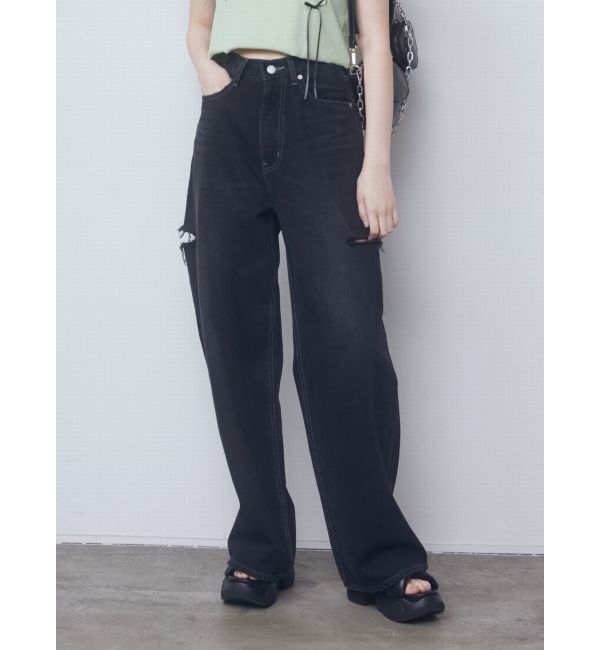 EMODA「サイドカットワイドルーズジーンズ」|デニム|