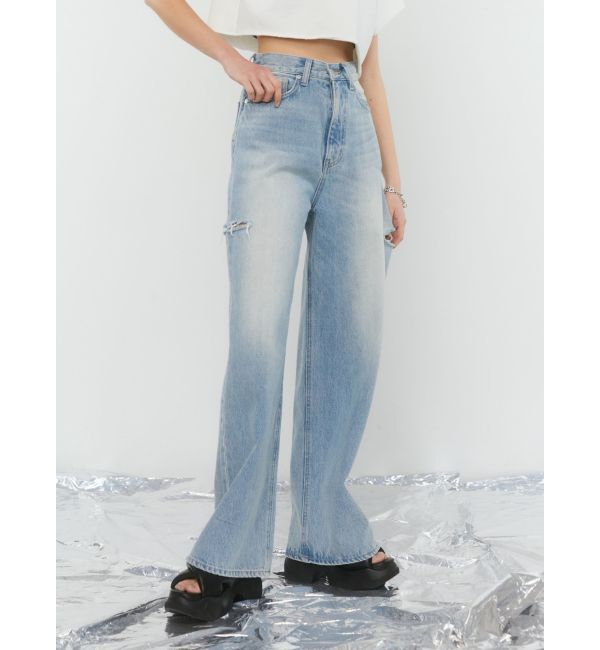 EMODA「サイドカットワイドルーズジーンズ」|デニム|