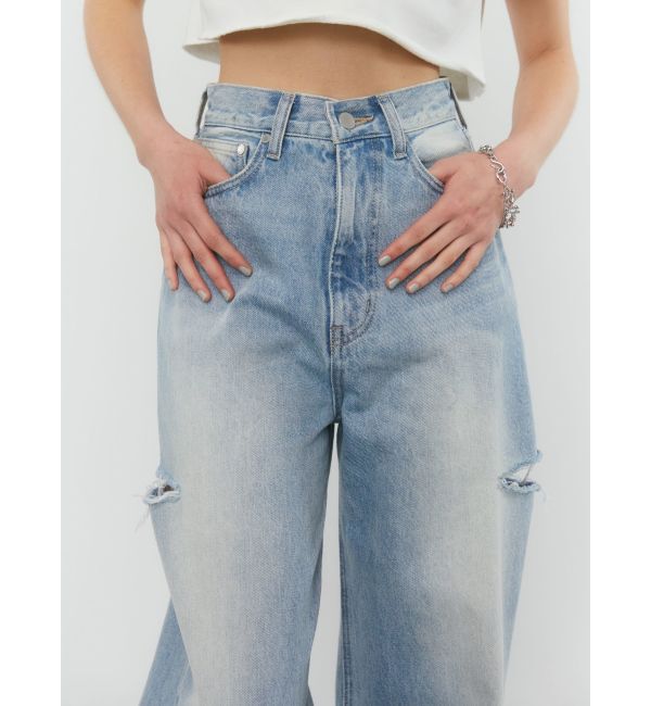 EMODA「サイドカットワイドルーズジーンズ」|デニム|