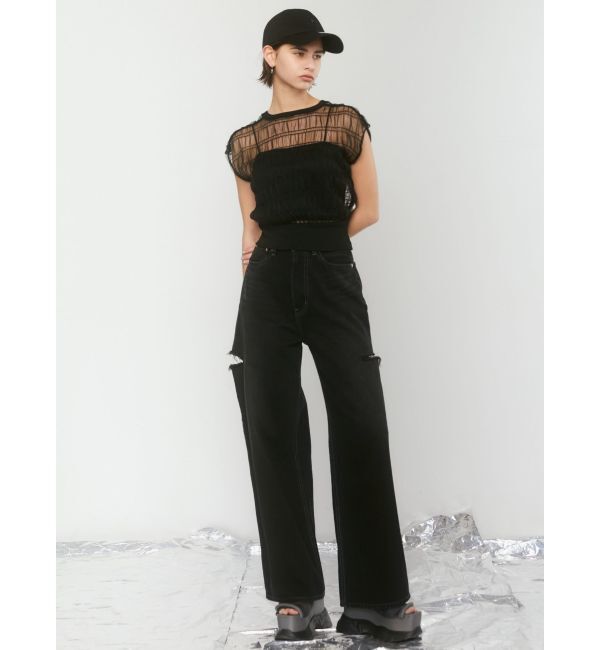 EMODA「サイドカットワイドルーズジーンズ」|デニム|